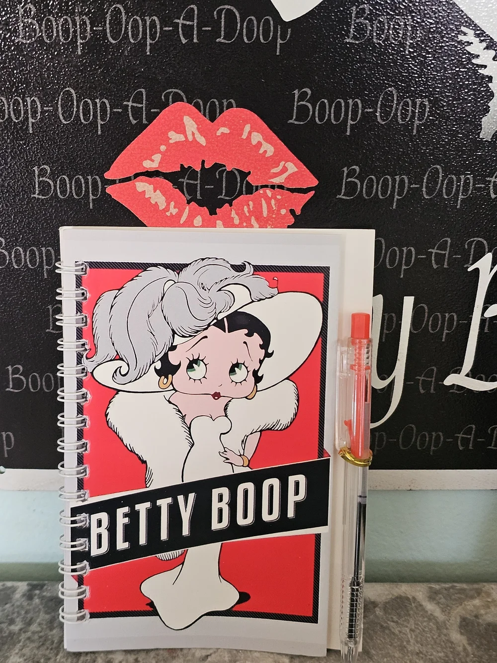 Betty Boop Red and White Spiral Notebook with Pen